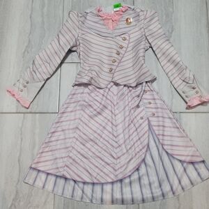 Wicked Glinda Striped Pink and White Kids One Piece Costume Size S/P (4-6)